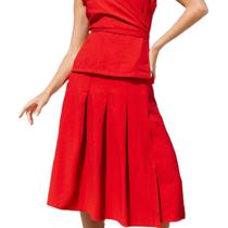 Saia feminina schooner brasil midi alfaiataria com pregas