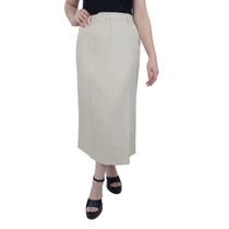 Saia Feminina Seiki Midi Alfaiataria Creme Bege - 4400