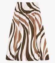 Saia Feminina Super Midi Evasê Estampada Endless Marrom Saia Feminina Super Midi Evasê Estampada Endless Marrom