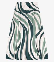 Saia Feminina Super Midi Evasê Estampada Endless Verde Saia Feminina Super Midi Evasê Estampada Endless Verde