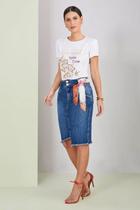 Saia feminina Tradicional Jeans Com Lenço Estampado