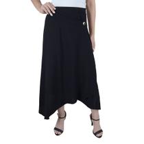 Saia Feminina Trimix Assimétrica Midi Preta - 53665