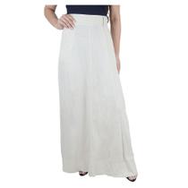 Saia Feminina Trimix Longa Linho Bege - 5333