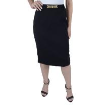 Saia Feminina Trimix Média Com Cinto Preta - 54330