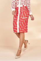 Saia feminina Vermelho Estampada Lápis