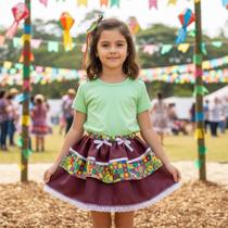 Saia Festa Junina Luxo Infantil Saia Caipira Arraial