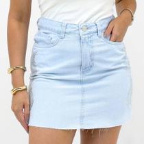 Saia Geração Moderna Jeans Mini com Strass Feminina