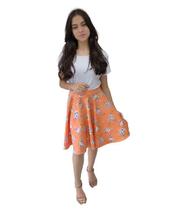 Saia Godê Duplo Infantil Estampada Realeza Fundo Laranja