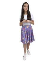 Saia Godê Duplo Infantil Estampada Realeza Fundo Lilás