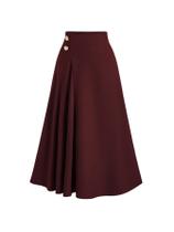 Saia GORGLITTER Flowy Plissada Maxi A-Line Borgonha para mulheres