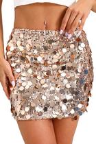 Saia GUANYY Sequence Sparkle Sequin de cintura alta feminina Saia GUANYY Sequence Sparkle Sequin de cintura alta feminina