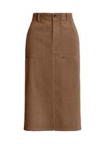 Saia Happy Sailed Corduroy Midi Vestido de cintura alta marrom