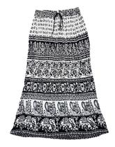 Saia Indiana Cigana Maia Longa - Preto - Branco P
