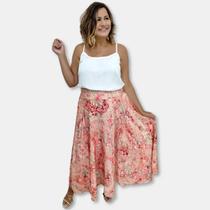 Saia Indiana longa de Seda Estampada com Pala Rodada KS 01