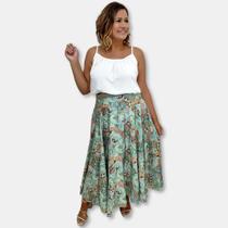 Saia Indiana longa de Seda Estampada com Pala Rodada KS 01