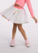 Saia Infantil em Tule com Pompons Colorido