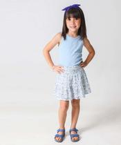 Saia Infantil Estampa Flores Tam 4 a 10 Azul-27139