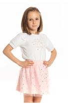 Saia Infantil Feminina com Tule Estrelado