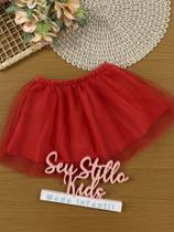 Saia Infantil Kukiê Verão em Tule Vermelha