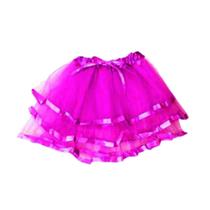 Saia Infantil Tutu Pink Tule com Bordas Cetim 30cm Ponto das Festas Saia Infantil Tutu Pink Tule com Bordas Cetim 30cm Ponto das Festas
