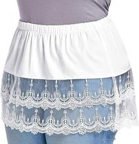 Saia íntima de renda meio deslizante Vanrose Jan Modest Woman branca 4GL/5XL