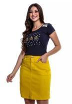 Saia jeans amarela tamanho único P ao GG
