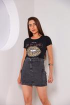 saia jeans cargo feminina empina bumbum cintura alta3por cento elastano