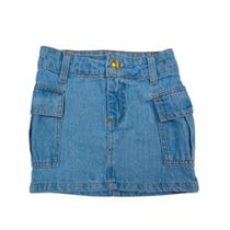 Saia Jeans Cargo Infanto Juvenil Tendência Saia Blogueirinha Saia Jeans Cargo Infanto Juvenil Tendência Saia Blogueirinha