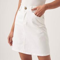 Saia Jeans Color Evasé Acima Do Joelho Branco