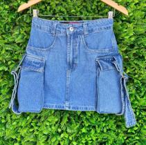 Saía jeans com bolso tamanho 42
