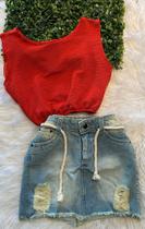 Saia jeans curta - Angelim_fashion