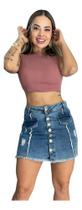 Saia Jeans Curta Feminina Com Botões