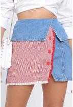 saia jeans curta hig com jacquard vermelho colança perfume 501sh001702