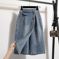 Saia Jeans De Cintura Alta plus Size Azul Estilo Coreano Casual Para Mulheres Outono 2024