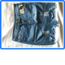 Saia jeans deluxe rasgada feminina