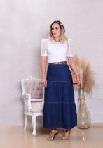 Saia Jeans Detalhe Poá Saia Jeans Detalhe Poá