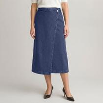 Saia Jeans Dudalina Transpassada Ou26 Azul Feminino Saia Jeans Dudalina Transpassada Ou26 Azul Feminino