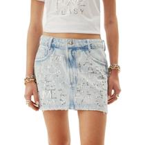 Saia Jeans Easy Lança Perfume Curta High AV24 Azul Feminino