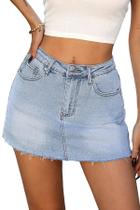Saia jeans ELLEVEN Jean Mini Skort, shorts femininos, azul claro