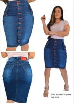 Saia Jeans Evangélica/secretária Cintura Alta Lycra- Maria