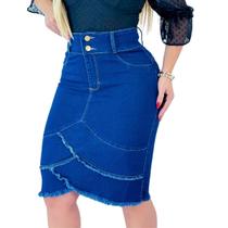 Saia Jeans Feminina Amaciada Com Babado - Afrodite Jeans