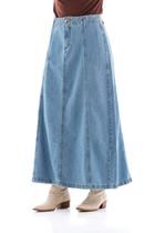 Saia Jeans Feminina Arauto Evasê Com Recortes