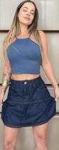 Saia Jeans Feminina Babados Delicada