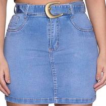 Saia jeans feminina premium com cinto snow power