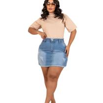 Saia Jeans Feminino Plus Size Desfiada Cos LindA Verao 2024