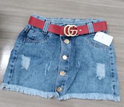 Saia Jeans infantil com cinto.
