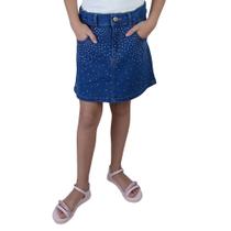 Saia Jeans Infantil Feminina Malwee Shine Strass Azul - 1000