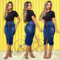 Saia Jeans Longa com Botões Feminino Moda Evangélica