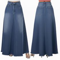 Saia Jeans Longa Feminina Moda Evangélica Premium