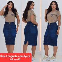 Saia Jeans Longuete com lycra